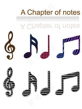 多彩线条纹理双风格音符集合,免抠元素