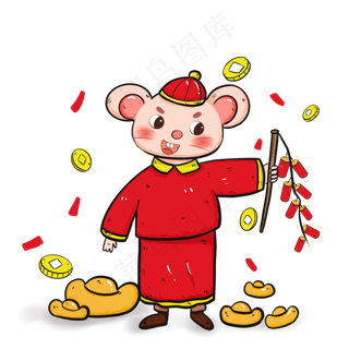 国编鼠年放鞭炮老鼠