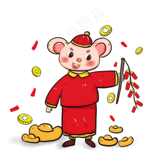 国编鼠年放鞭炮老鼠