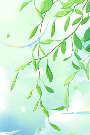 绿色唯美卡通治愈小清新夏季夏日树叶配图