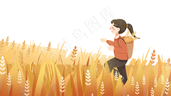 芒种丰收少女麦穗收获青春愉快手(1000X563(DPI:300))psd模版下载