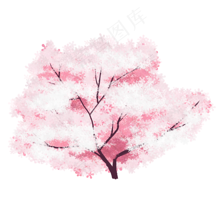 粉色浪漫樱花树,免抠元素
