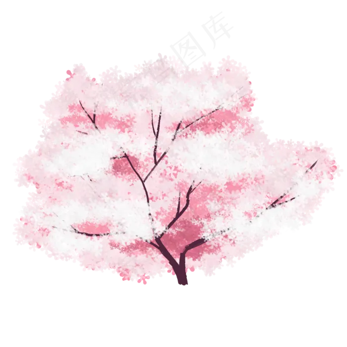 粉色浪漫樱花树,免抠元素