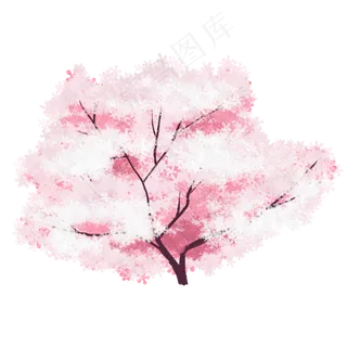 粉色浪漫樱花树,免抠元素