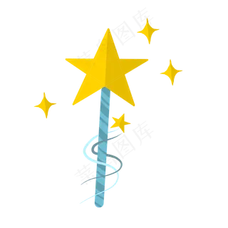 卡通星星魔法棒七夕,免抠元素