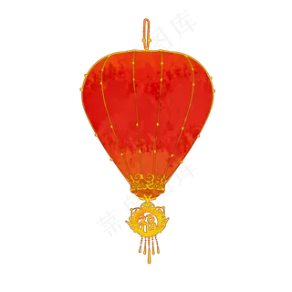 纳福灯笼中国风水墨PNG素材,免抠元素