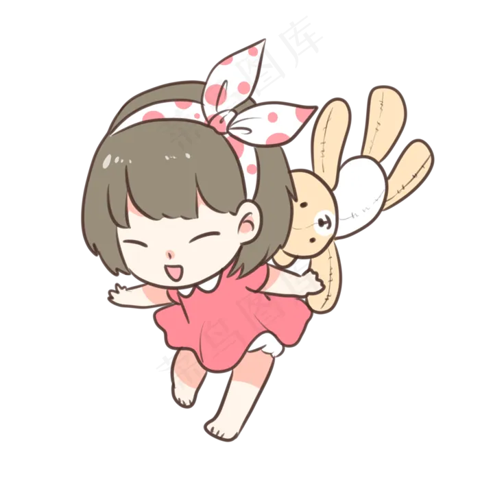 儿童节可爱戏耍的小女孩(2100X2100(DPI:300))psd模版下载