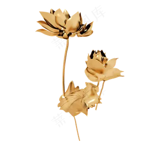 金属荷花装饰png图