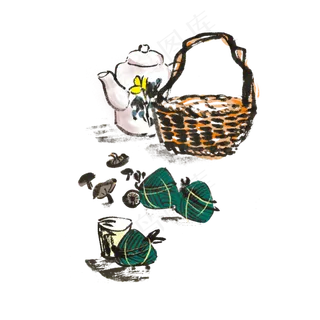 端午节吃粽子手绘