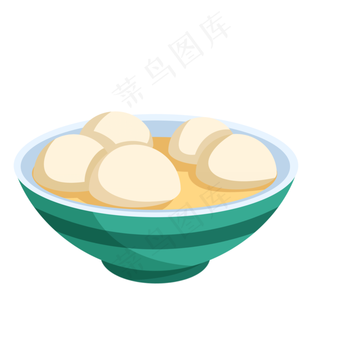 手绘一碗元宵插画,免抠元素