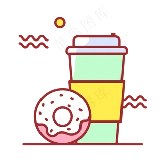 儿童节卡通奶茶甜甜圈矢量图,免抠元素