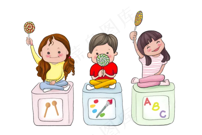培训班三个可爱的小孩,免抠元素(3000*2000px 300 dpi )psd模版下载