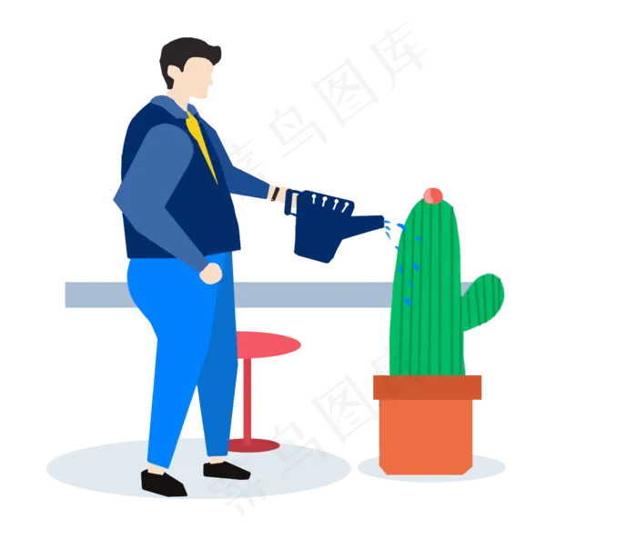 简约风办公室休闲时光浇灌植物,免抠元素(2300X1980(DPI:300))psd模版下载