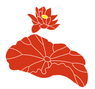 红色荷花卡通植物