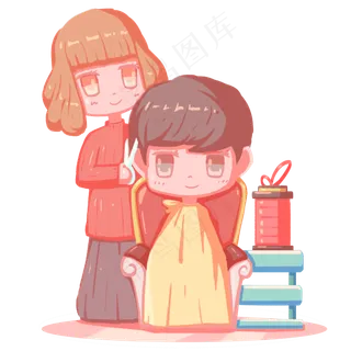 龙抬头二月二卡通手绘理发人物免,免抠元素 龙抬头二月二卡通手绘理发人物免,免抠元素