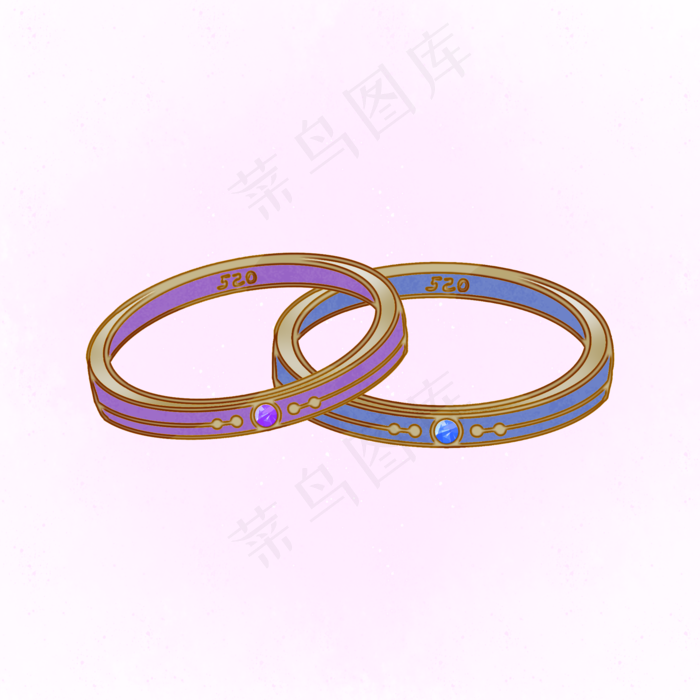 彩金对戒情侣情人节PNG素材