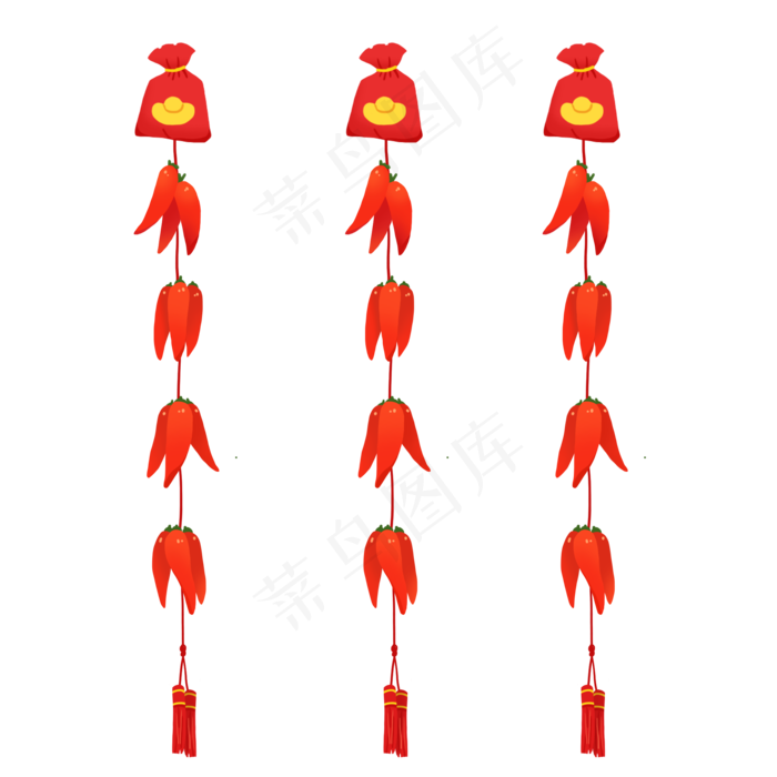 春节喜庆红辣椒装饰免抠PNG素材(2000X2000(DPI:300))psd模版下载