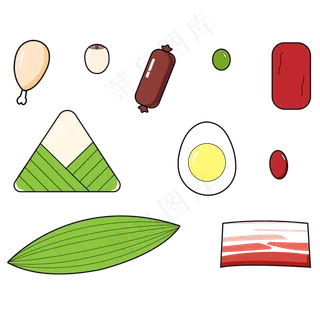 端午节卡通手绘粽子食物矢量图