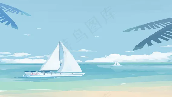 冷色系水彩风格治愈通用场景