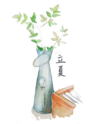 立夏水彩植物装饰图
