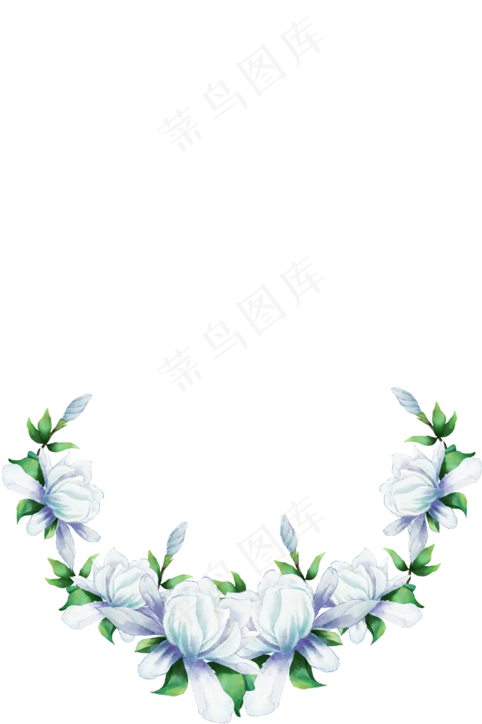 夜来香白色栀子花环形花朵装饰边,免抠元素(3545X5315(DPI:300))psd模版下载