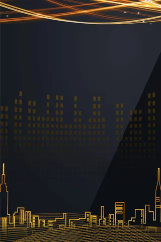 黑金简约城市建筑平面素材