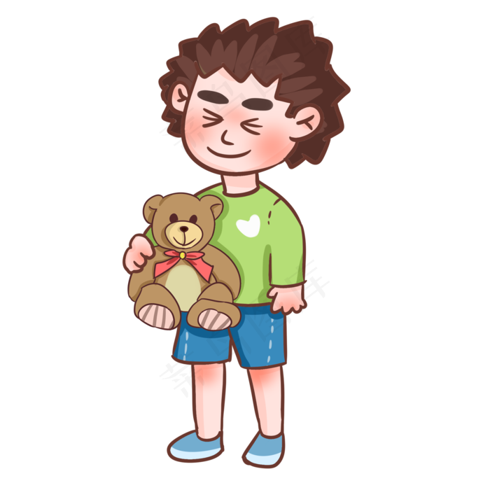 儿童节快乐的小男孩手绘插画