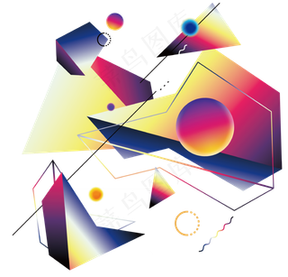 渐变科技感电商元素免抠图