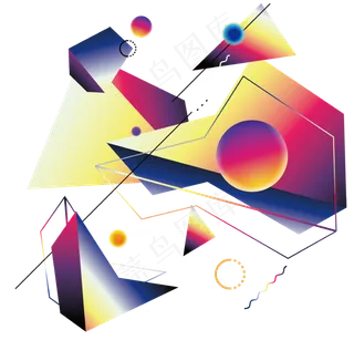 渐变科技感电商元素免抠图