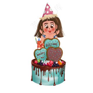 手绘女娃儿童节卡通免抠图