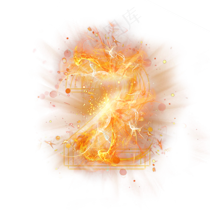 光芒层次火焰倒计时数字2(3000*3000px 	      )psd模版下载