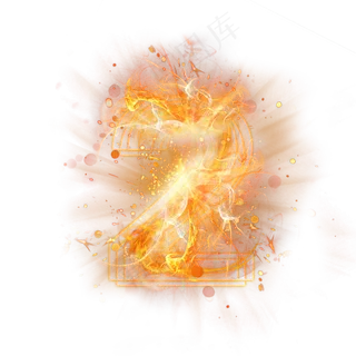 光芒层次火焰倒计时数字2