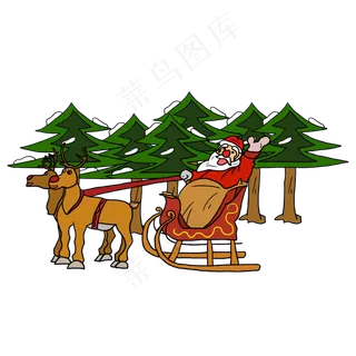 圣诞节平安夜圣诞老人向大家挥手,免抠元素