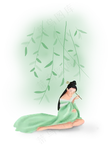 夏至古风仕女图素材