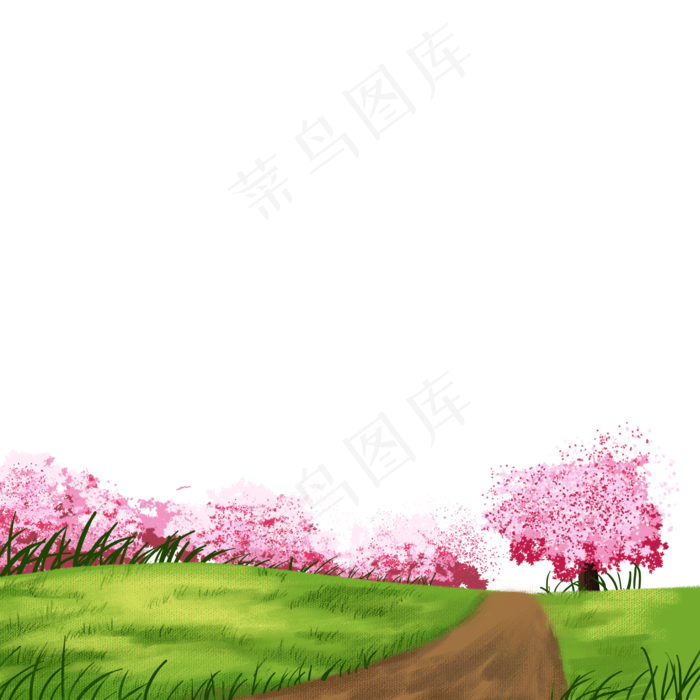 漂亮的森林和樱花树,免抠元素(2000X2000(DPI:300))psd模版下载