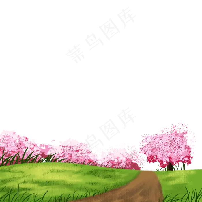漂亮的森林和樱花树,免抠元素