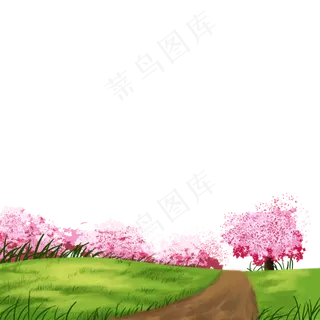 漂亮的森林和樱花树,免抠元素