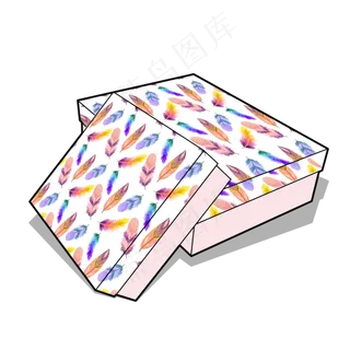 手绘卡通羽毛礼品盒七夕情人节礼