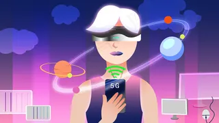 紫色系扁平风互联网科技vr配图