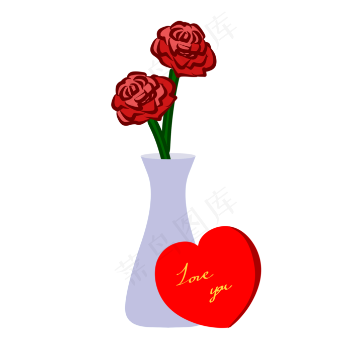 手绘花瓶玫瑰花插画