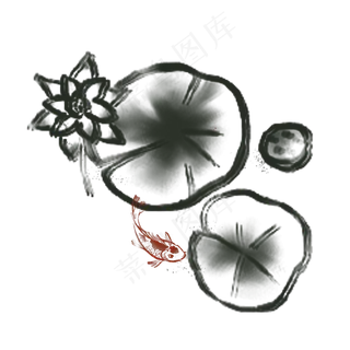 水墨古风荷花鱼儿