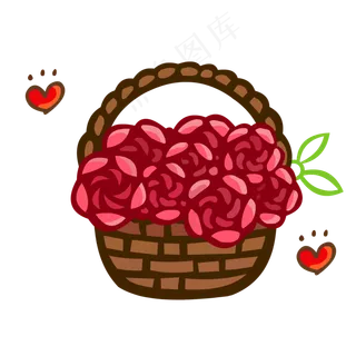 手绘花可爱卡通玫瑰花团矢量素材