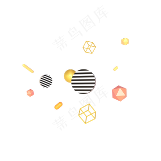 C4D立体几何漂浮元素电商装饰,免抠元素