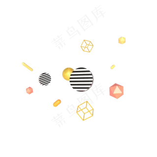 C4D立体几何漂浮元素电商装饰,免抠元素