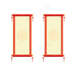矢量手绘中国画画轴,免抠元素