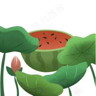 装饰西瓜的卡通叶子