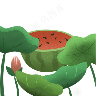 装饰西瓜的卡通叶子