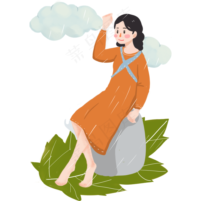 情节坐着的小女孩