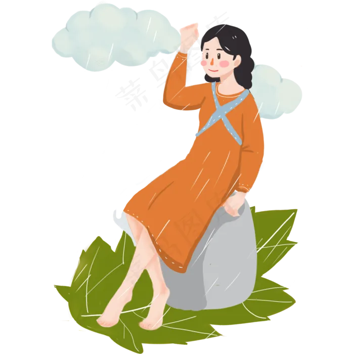 情节坐着的小女孩