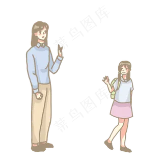 母亲节母女告别PNG素材